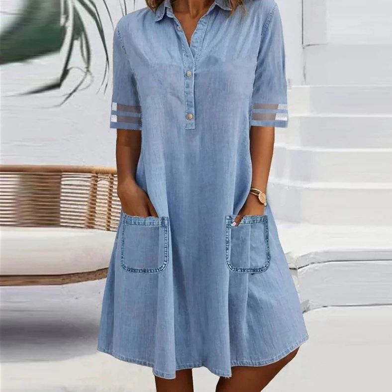 Jovalin | Denim Mini Dress with Side Pockets