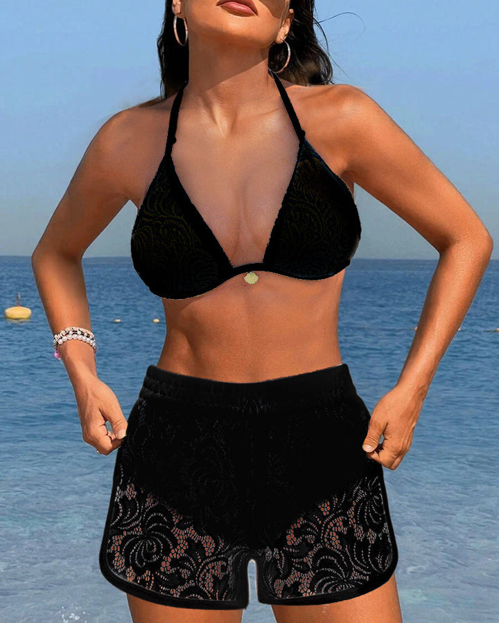 Jenna | Elegant Solid Lace Bikini Set