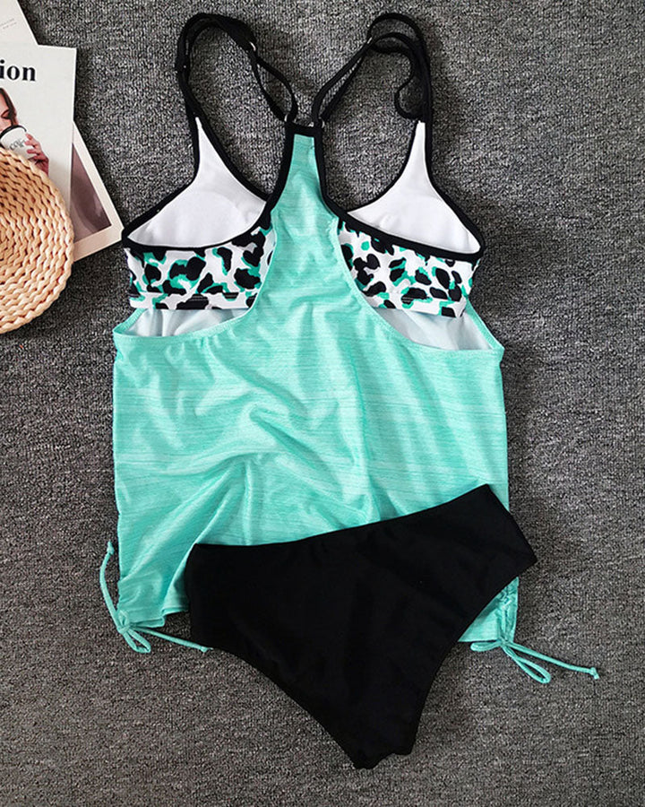 Augustusa | Solid Tankini with Leopard Print