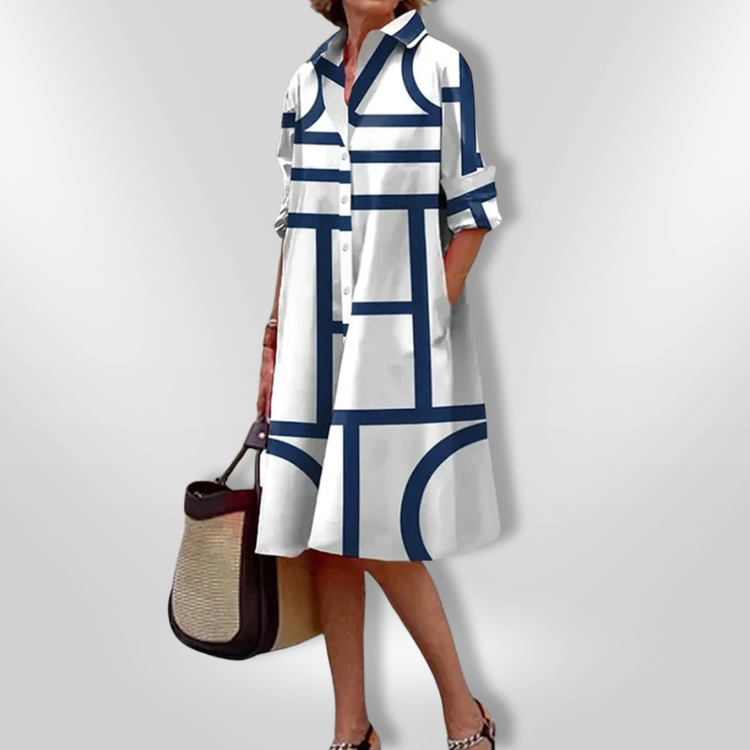 Faiya | Midi Dress with Geometric Pattern