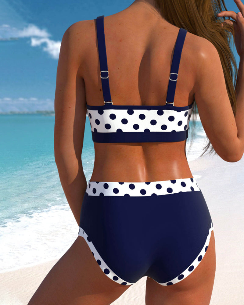 Liesbeth | High-Waist Polka Dot Bikini with Patchwork Design