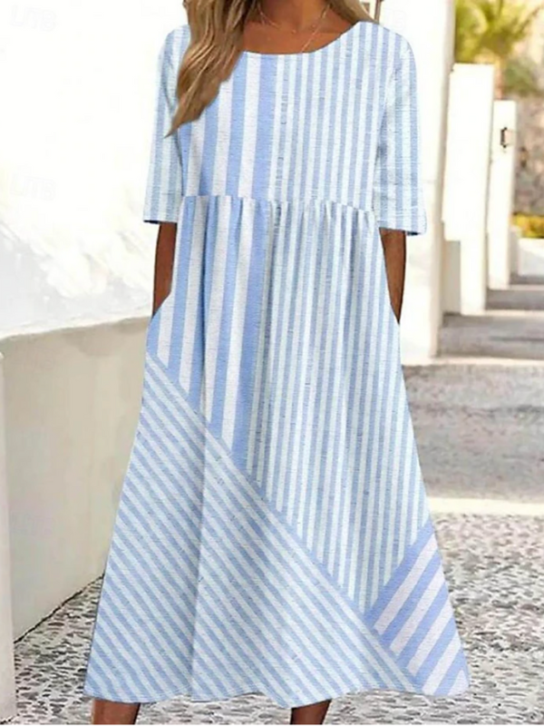 Onyssa | Comfortable Striped Cotton Dress