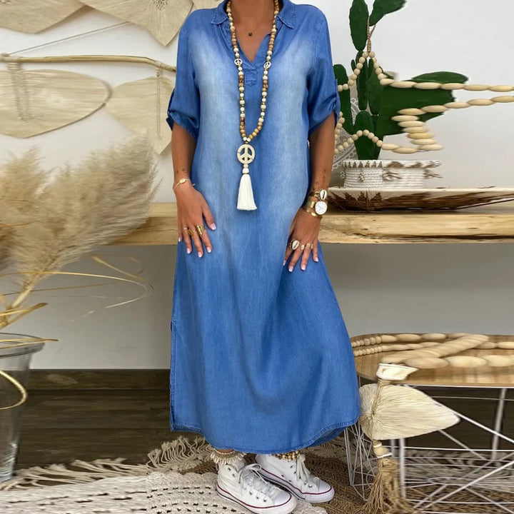 Lysaria | Long denim dress with side slits