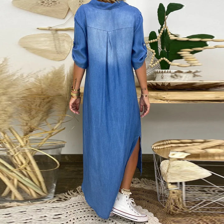 Lysaria | Long denim dress with side slits
