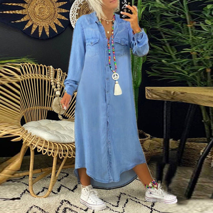Riley | Long Sleeve Denim Maxi Dress