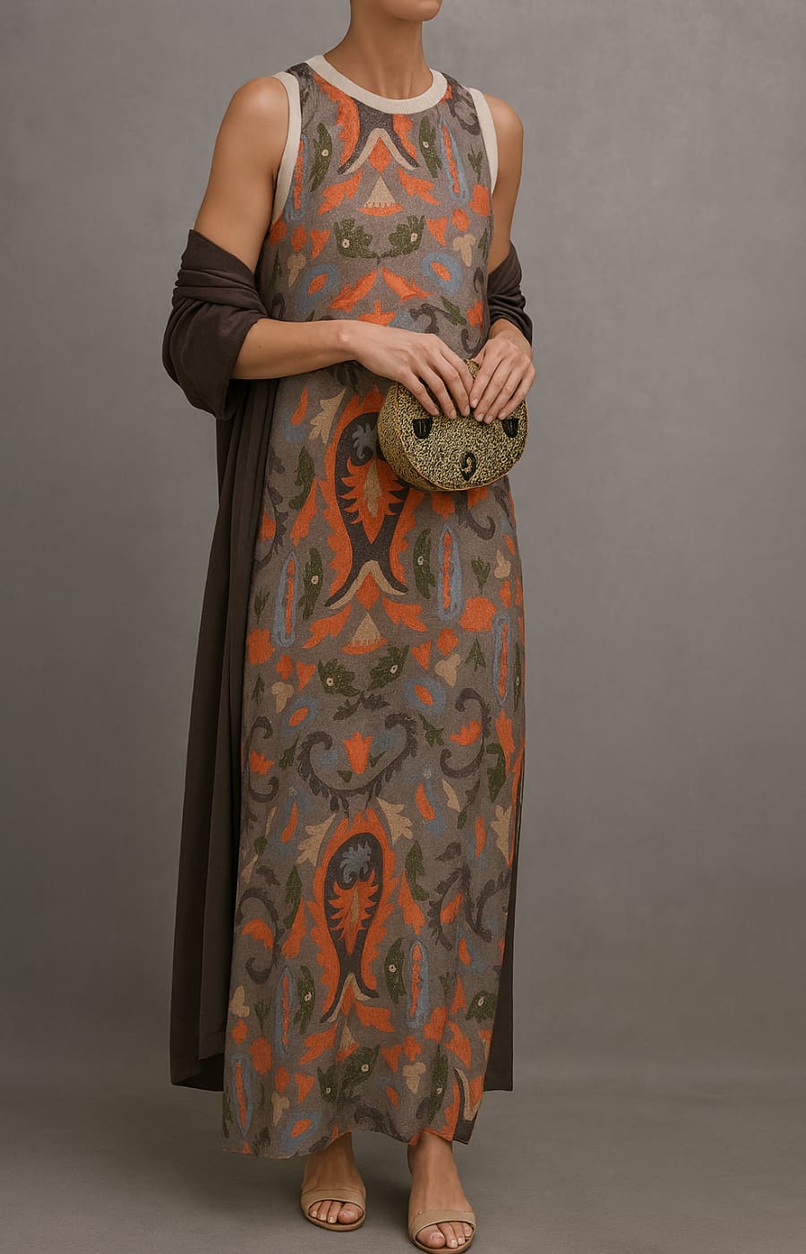 RAFFAELLA | Elegant Long Dress with Matching Stole and Refined Silhouette
