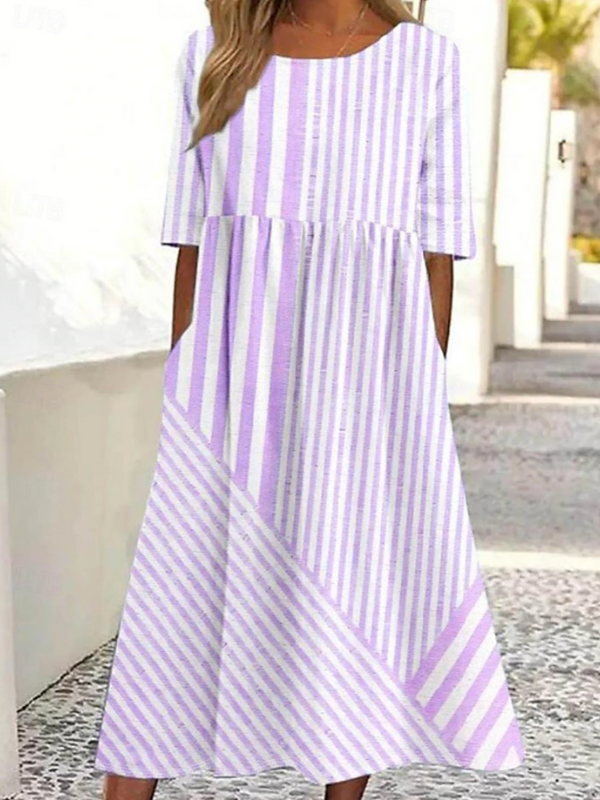 Onyssa | Comfortable Striped Cotton Dress