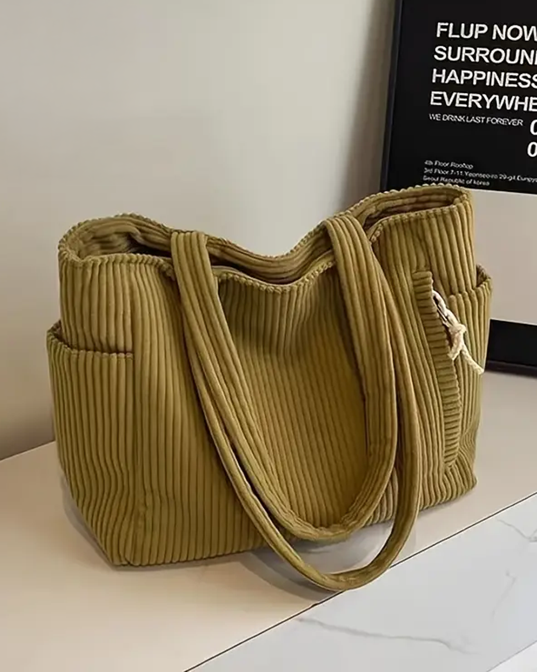 Tilda | Ribbed tote bag with cord detail