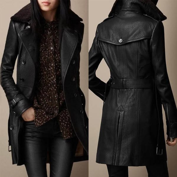 Eva | Elegant 3/4 Leather Coat