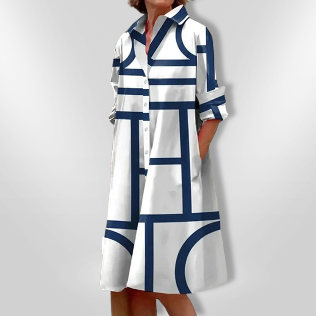 Faiya | Midi Dress with Geometric Pattern