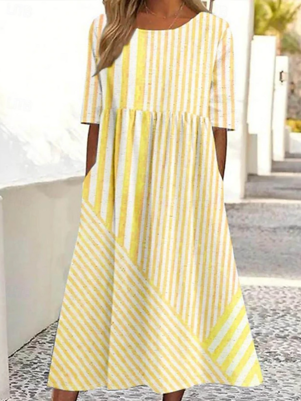 Onyssa | Comfortable Striped Cotton Dress
