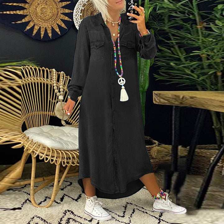 Riley | Long Sleeve Denim Maxi Dress