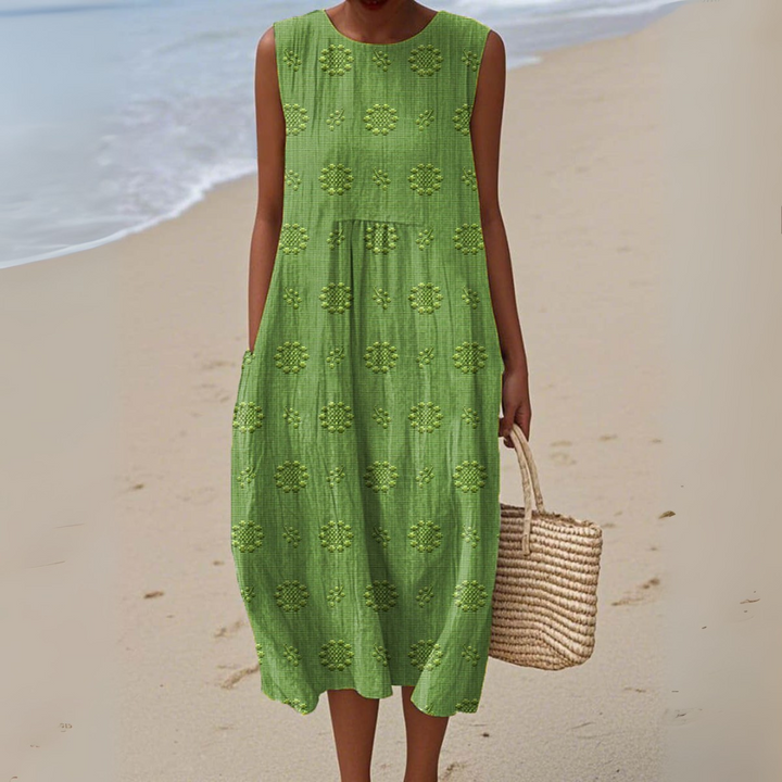 Belmara | Elegant Sleeveless Cotton Dress with Embroidery