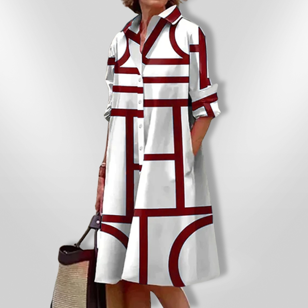 Faiya | Midi Dress with Geometric Pattern