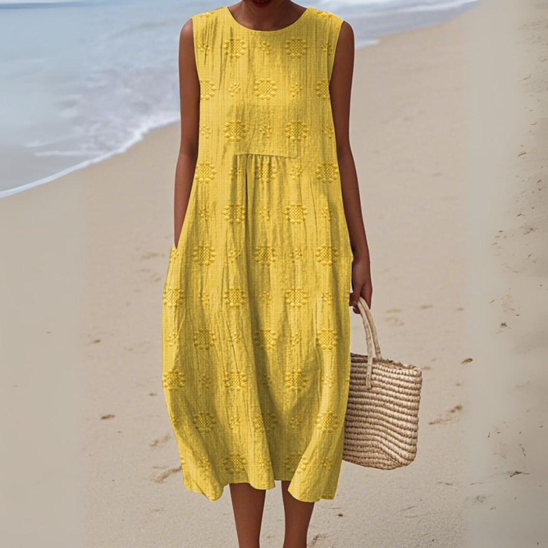 Belmara | Elegant Sleeveless Cotton Dress with Embroidery