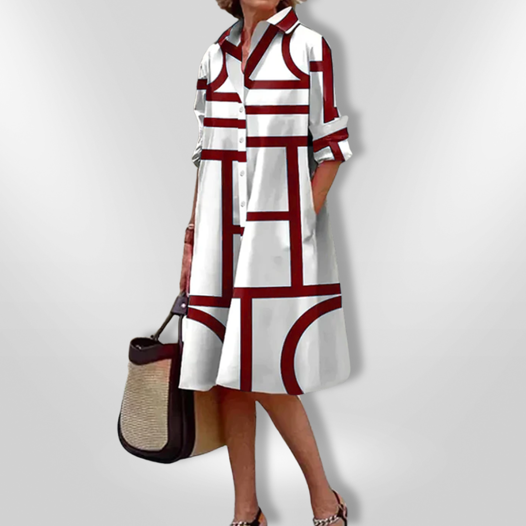 Faiya | Midi Dress with Geometric Pattern