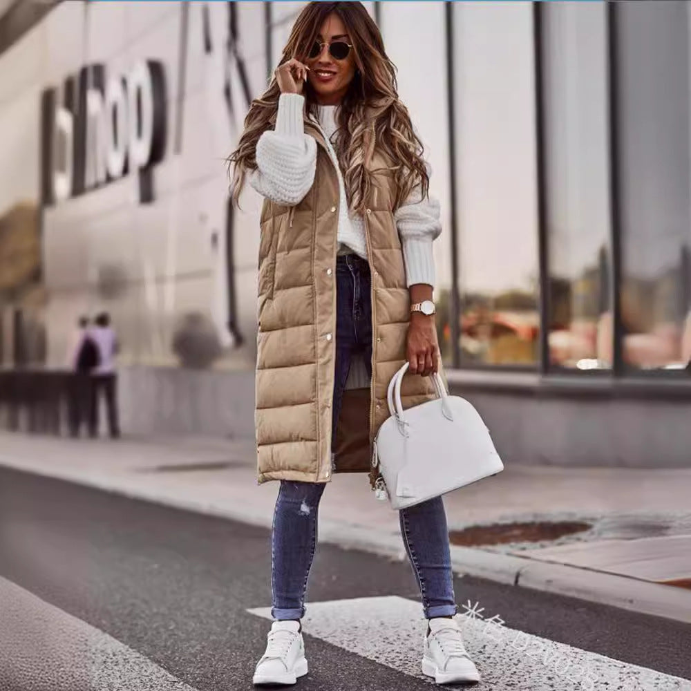 RAIN™ - Casual Sleeveless Hood Long Puffer Vest