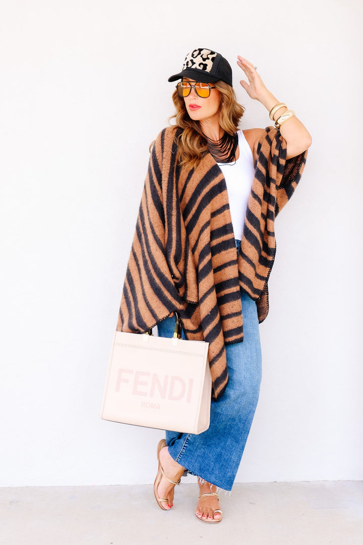 Feeling Fierce Brown Short Sleeve Kimono