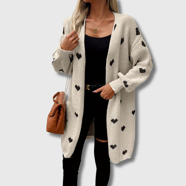 Claire - Women's Limited Edition Heart Patterned Cardigan
