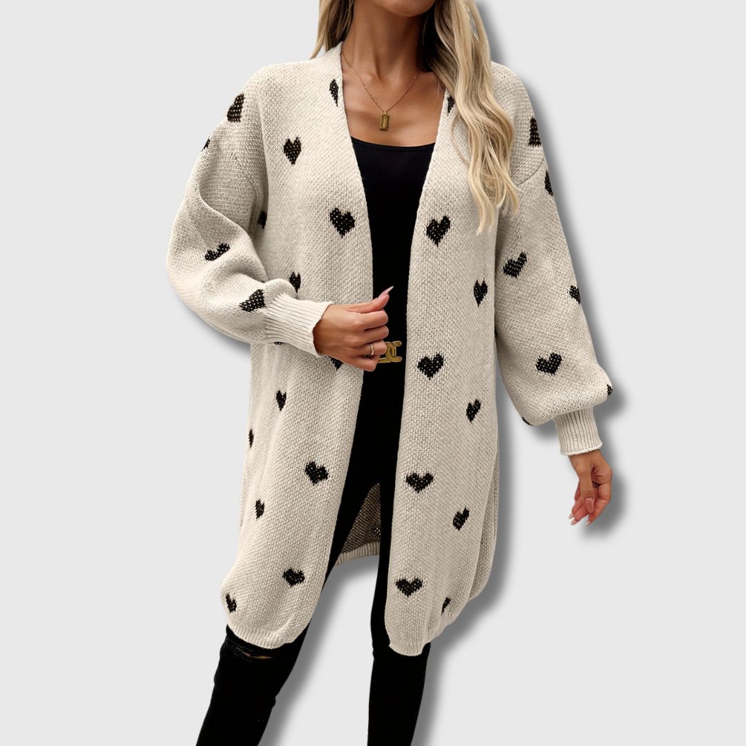 Claire - Women's Limited Edition Heart Patterned Cardigan