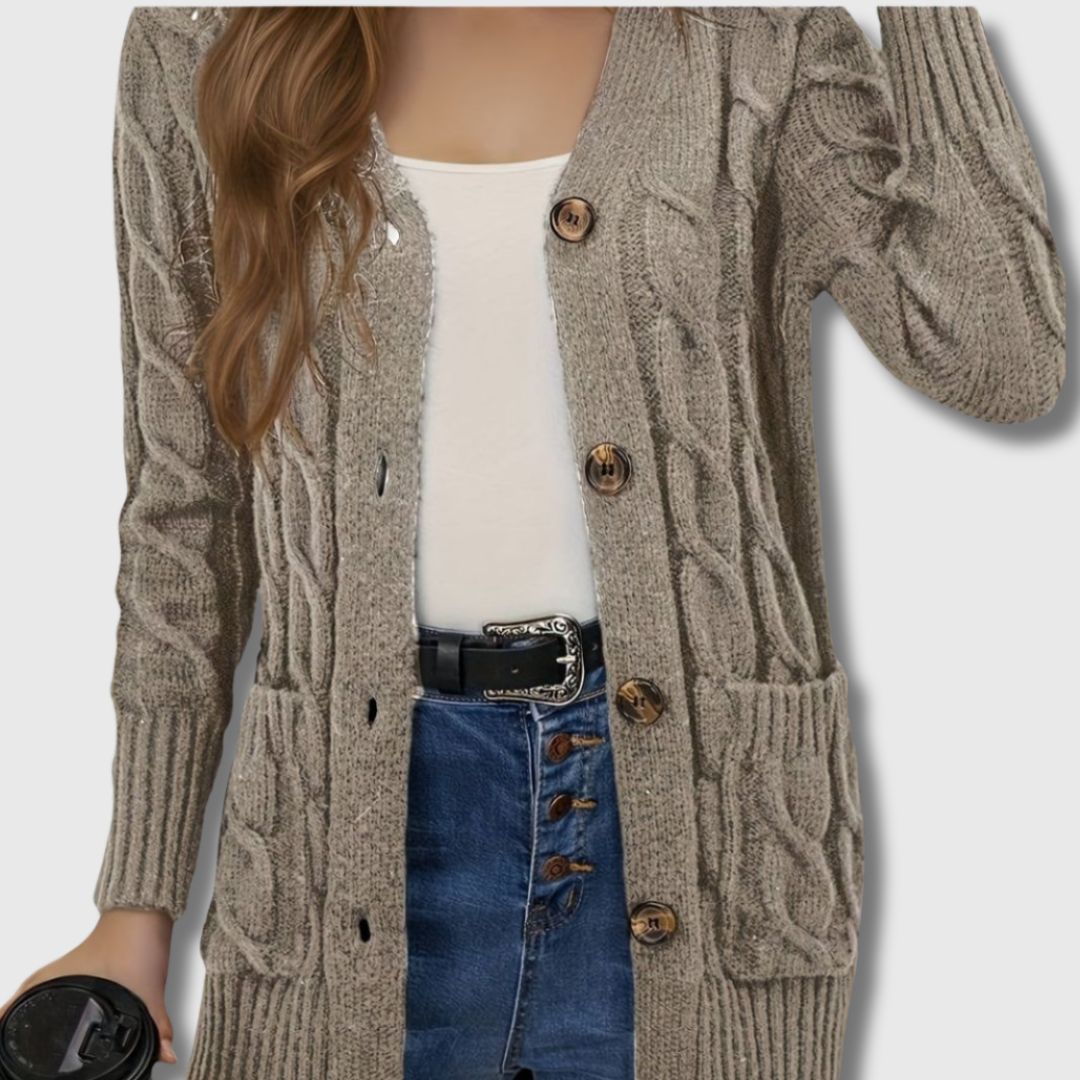 Edith - Elegant Cable Cardigan for Women
