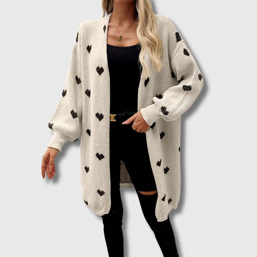 Claire - Women's Limited Edition Heart Patterned Cardigan