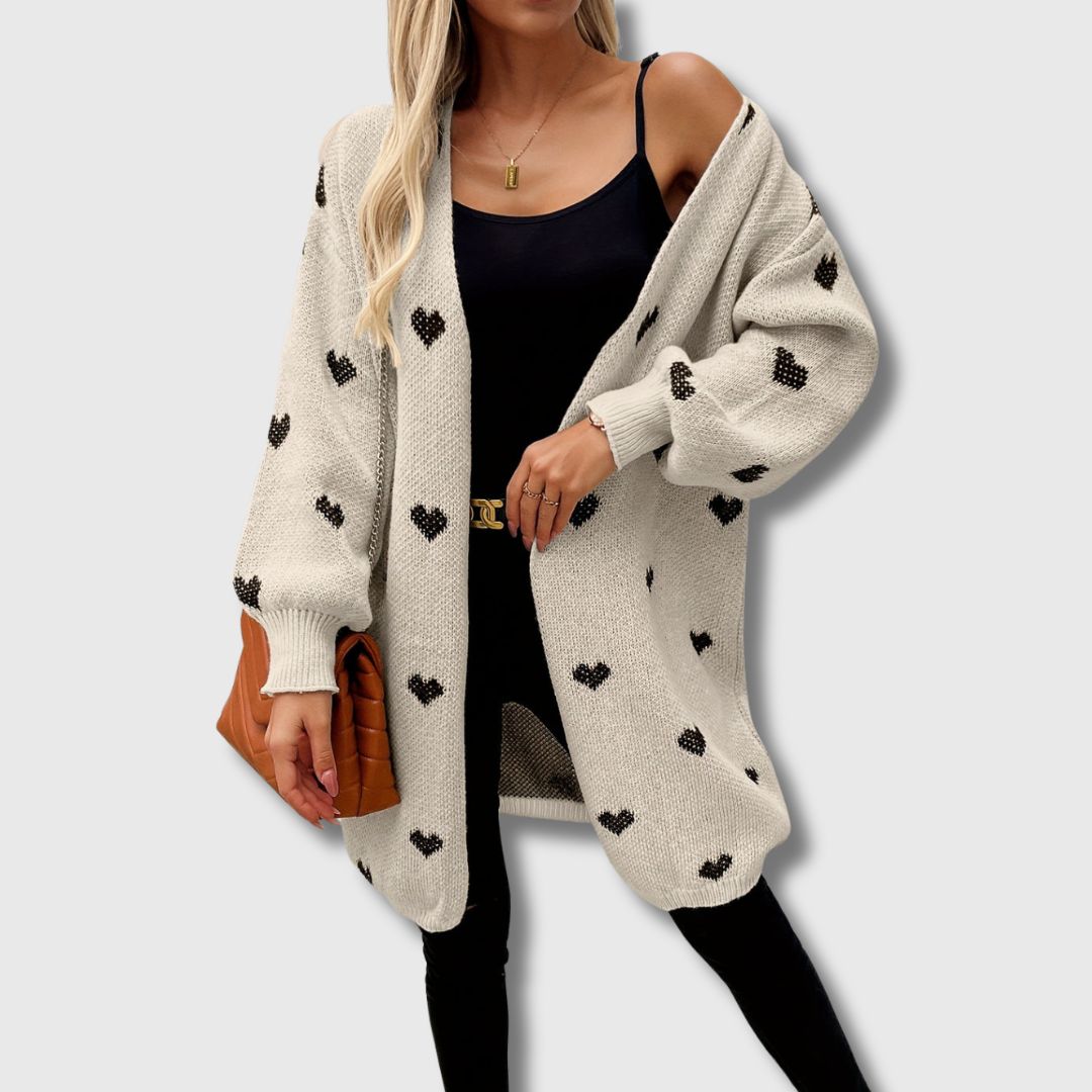 Claire - Women's Limited Edition Heart Patterned Cardigan