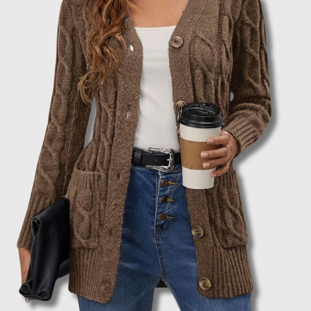 Edith - Elegant Cable Cardigan for Women