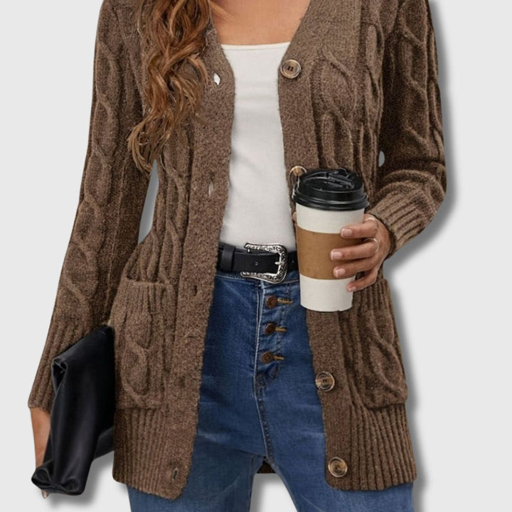 Edith - Elegant Cable Cardigan for Women