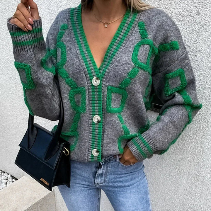 Nanette | Trendy Cardigan with Geometric Design