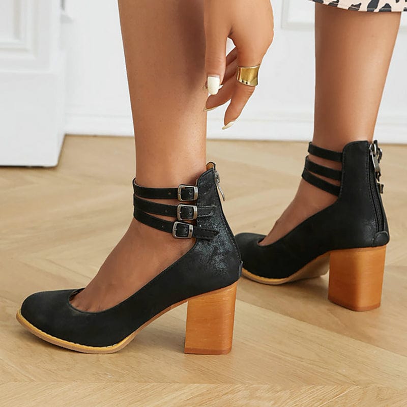 Ariana | Triple Buckle Heels
